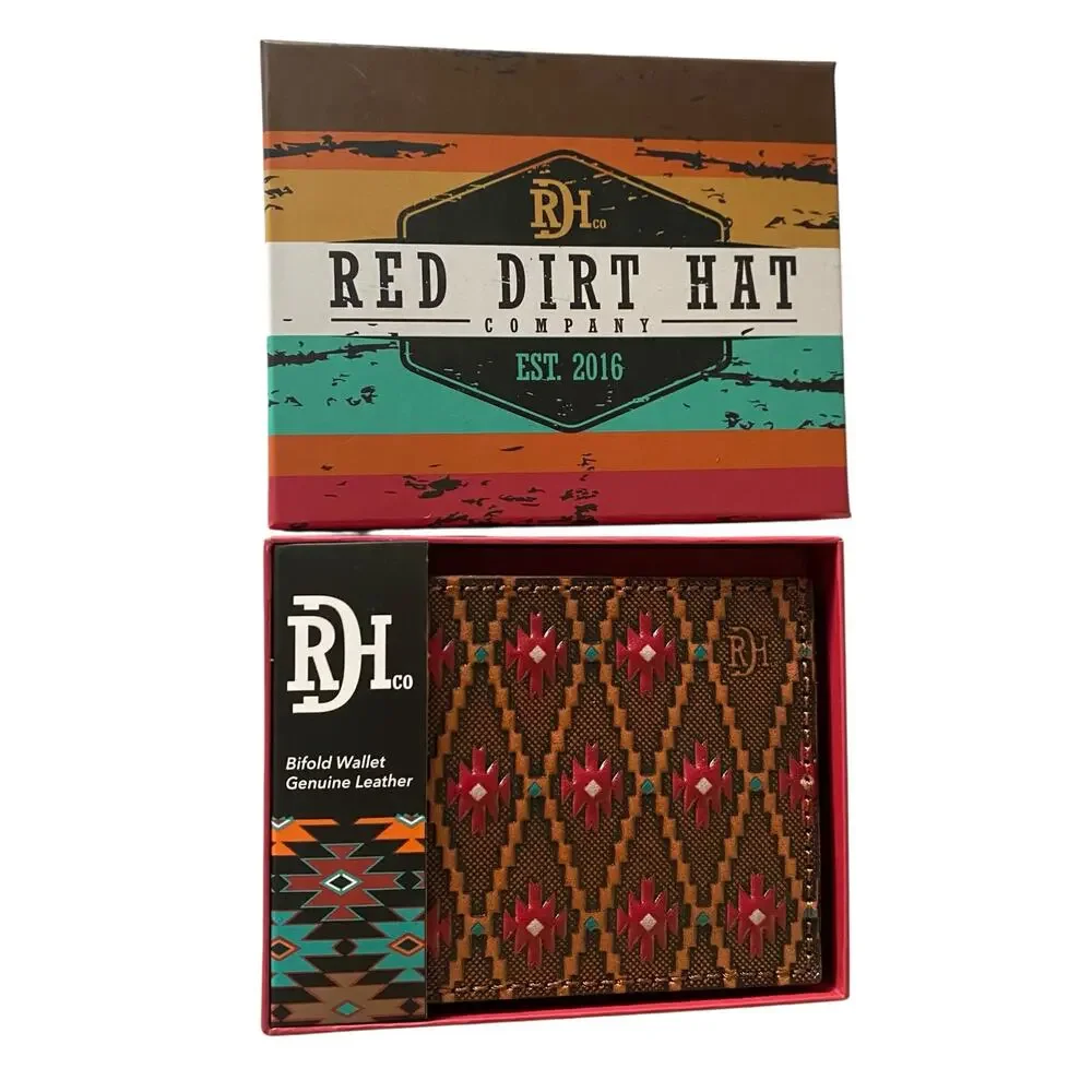 NWT Red Dirt Hat Bifold Leather Wallet Geometric Southwest Rodeo 23111881W16